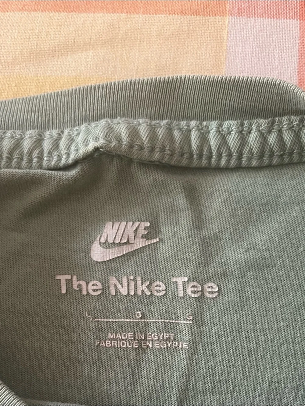 🌿 Nike Sage Green Tee with White Swoosh | Boys Large